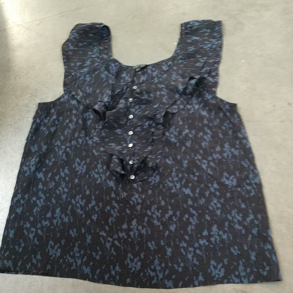 Theory 100% Silk Floral Print Blouse Large